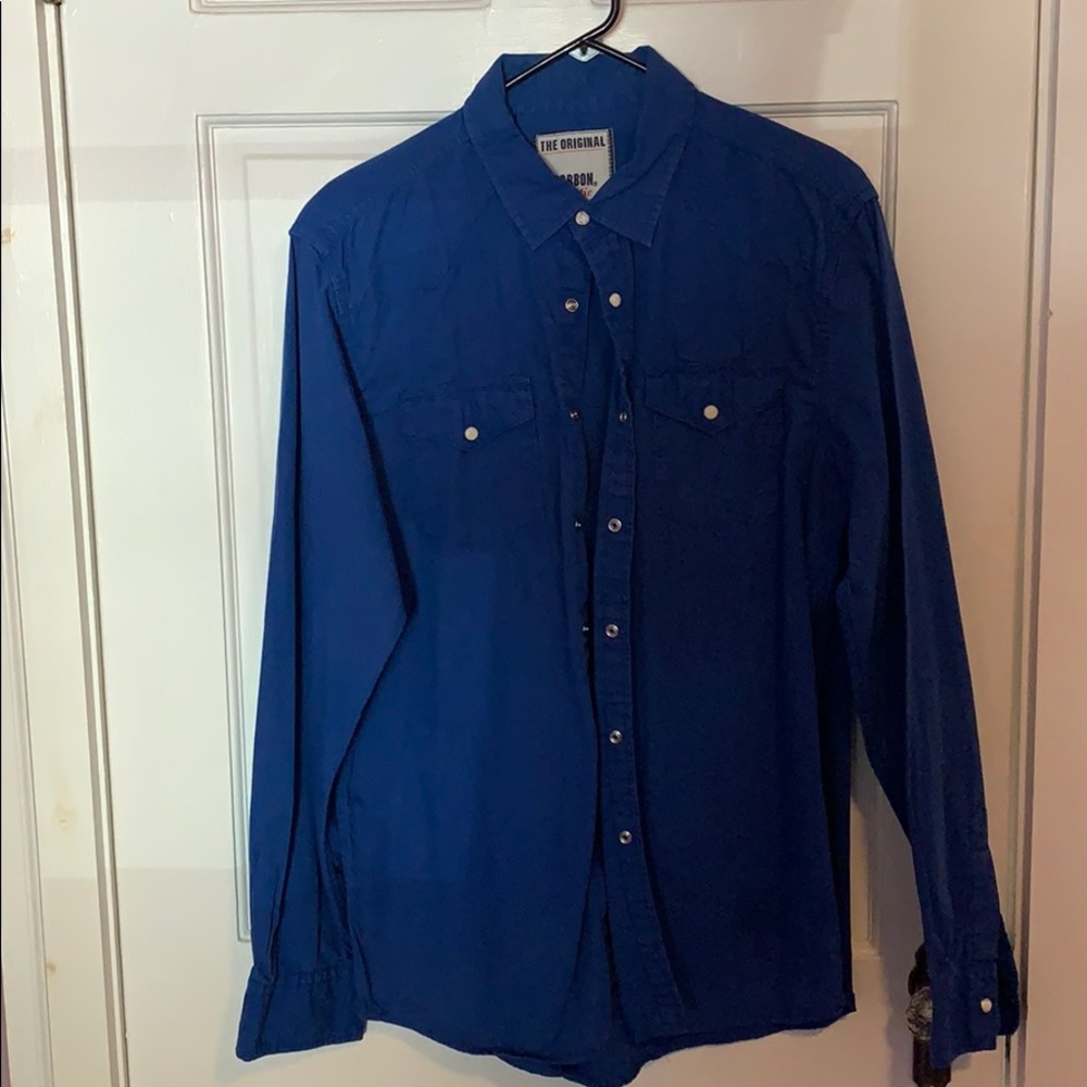 Large Royal Blue Carbon Long Sleeve Button Down